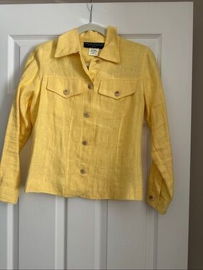 Harve Benard Bright Yellow Linen Button-Up Jacket